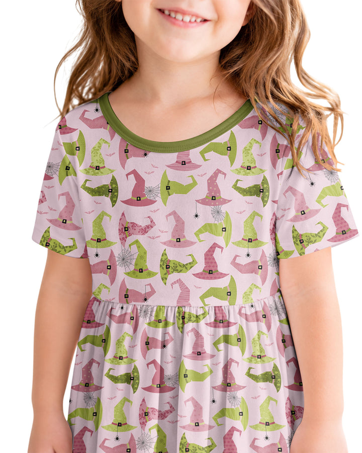 Pink Witch Hat Halloween Bamboo Twirl Dress