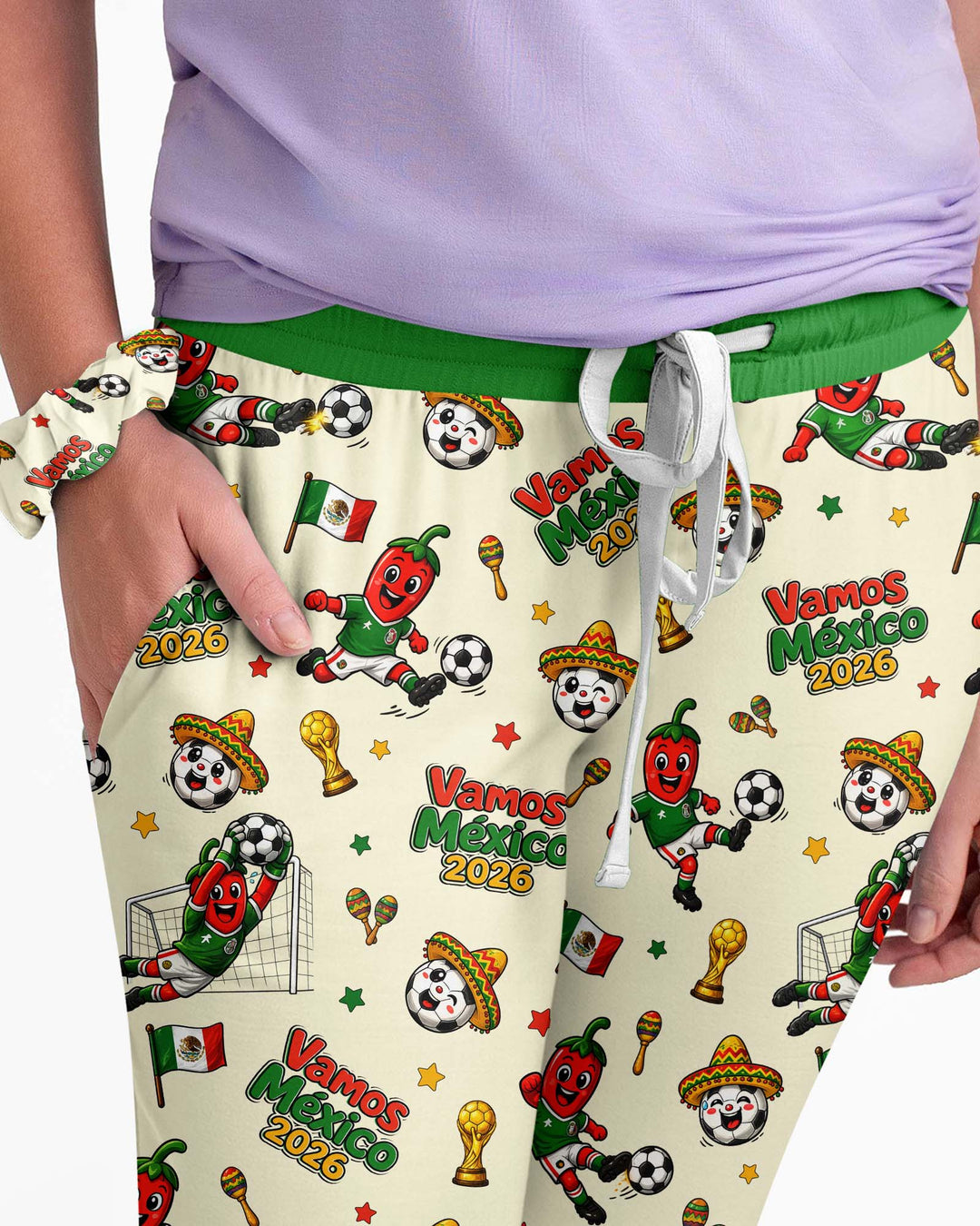 Cartoon World Soccer Vamos Mexico Family Matching Bamboo Women Pajama Set