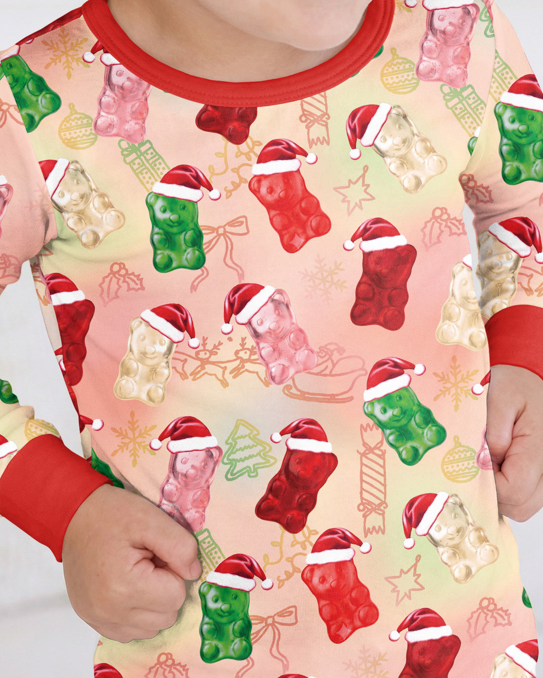 Gummy Bear Santa Christmas Bamboo Two Piece Long Sleeve Pajama Set