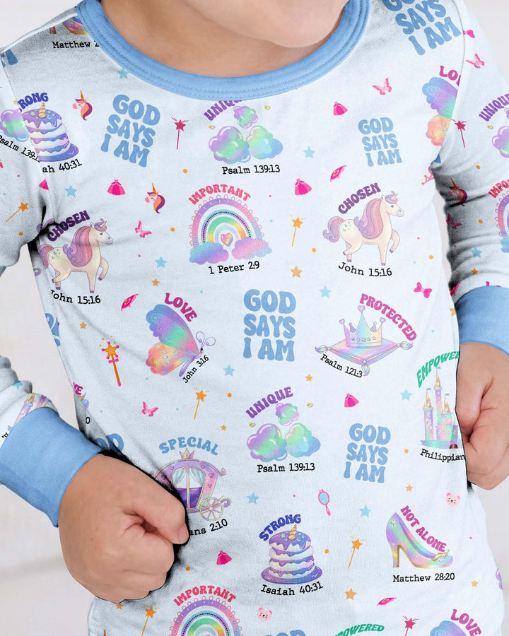 God Says I Am Girl Bamboo Two Piece Long Sleeve Pajama Set
