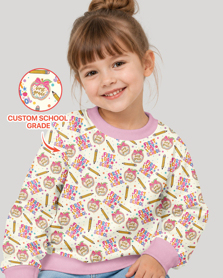 Custom School Grade First Day Cutie Bamboo Crewneck Sweatshirt
