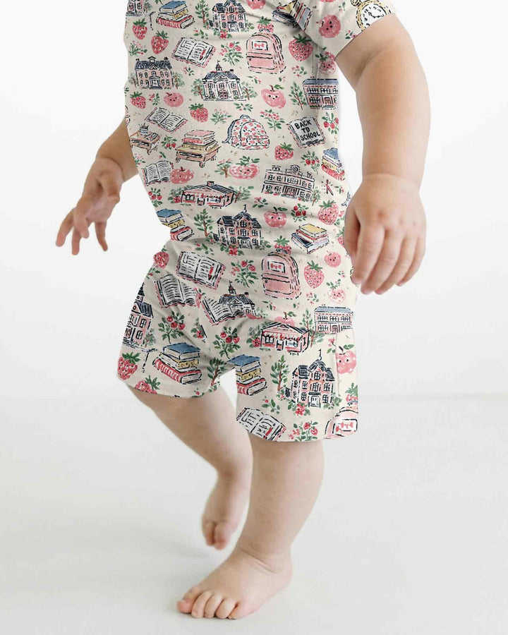 Coquette Strawberry School Days Bamboo Two Piece Short Sleeve Shorts Pajama Set