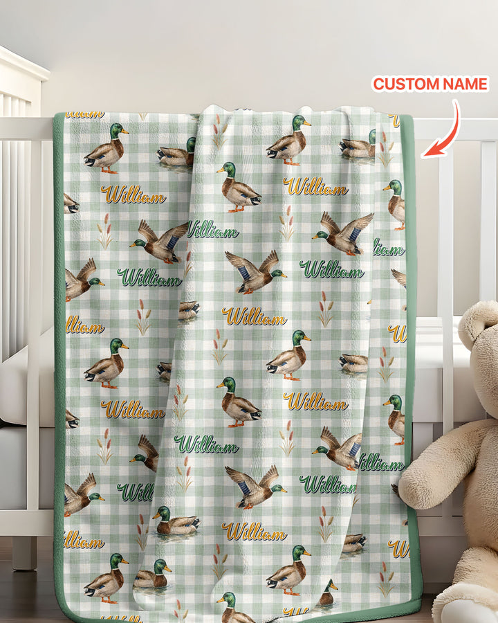 Mallard Duck Custom Name Bamboo Blanket