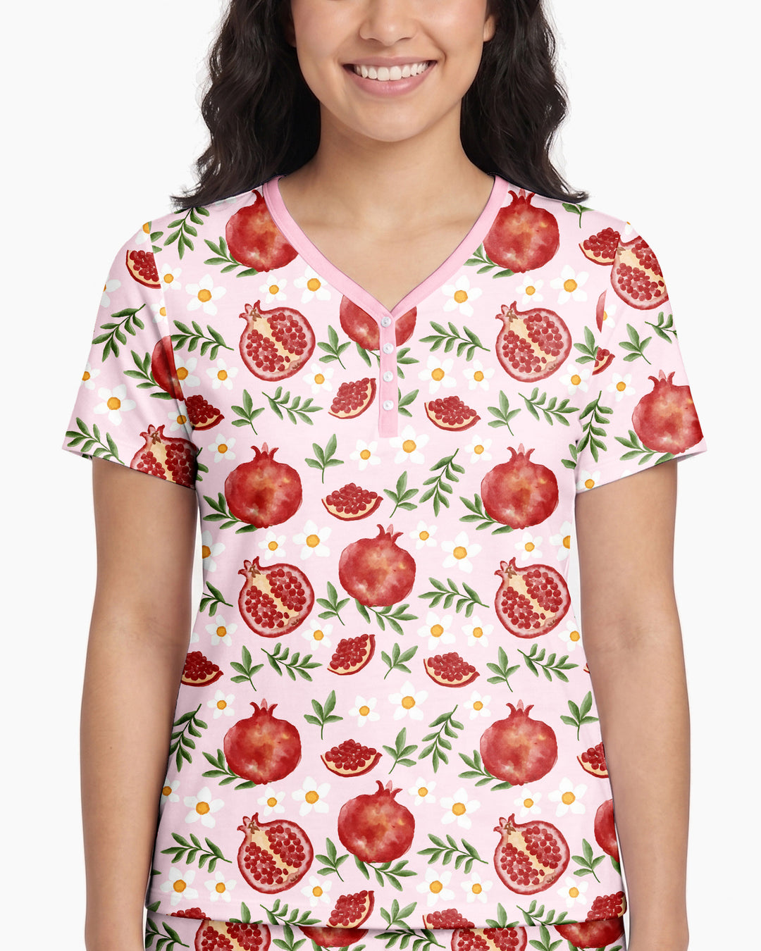 Pomegranate Garden Joy Family Matching Bamboo Women Short Sleeve Short Pajama Set