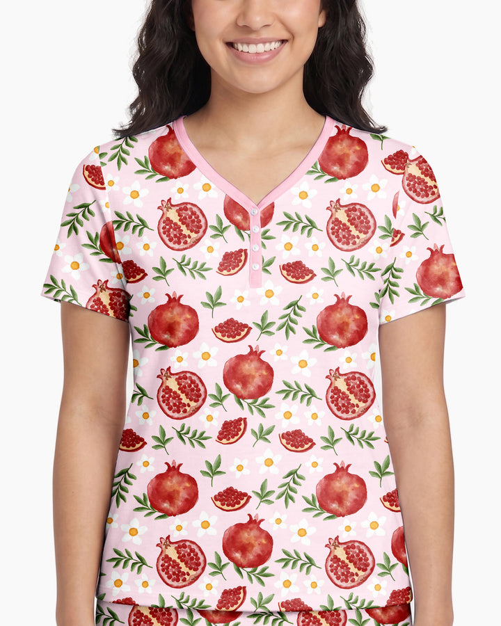 Pomegranate Garden Joy Family Matching Bamboo Women Short Sleeve Short Pajama Set