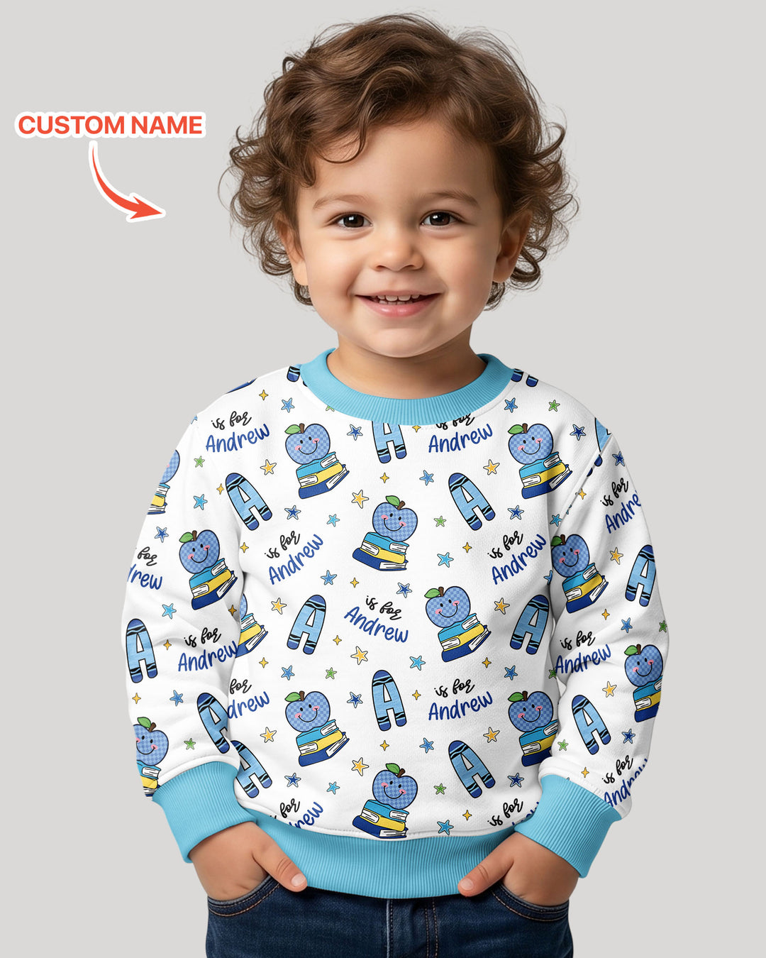 Custom Name Crayon Alphabet Bamboo Crewneck Sweatshirt