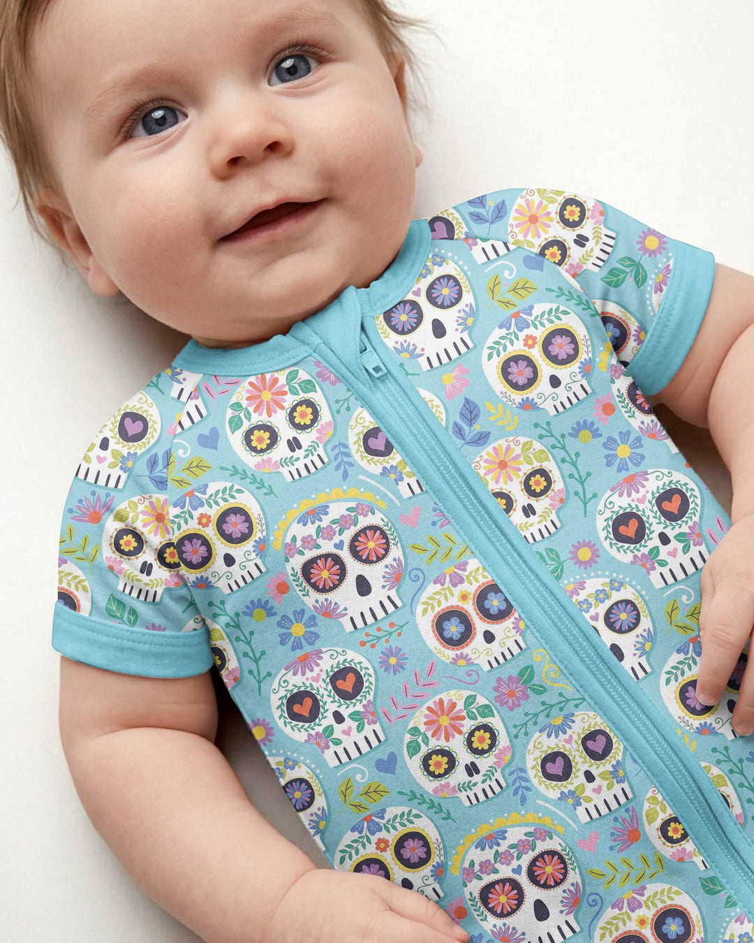 Floral Skull Bamboo Shorty Zippy