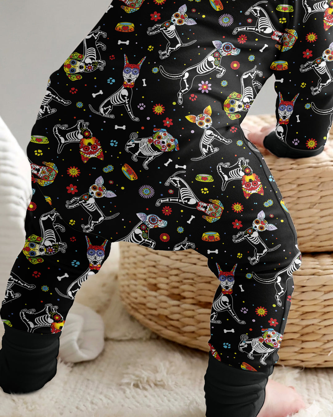 Sugar Skull Día de los Muertos Halloween Dog Mexican Bamboo Convertible Zippy