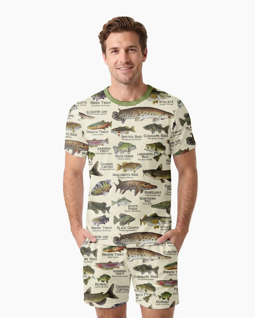 Fish Of America Bamboo Men Short Sleeve Short Pajama Set