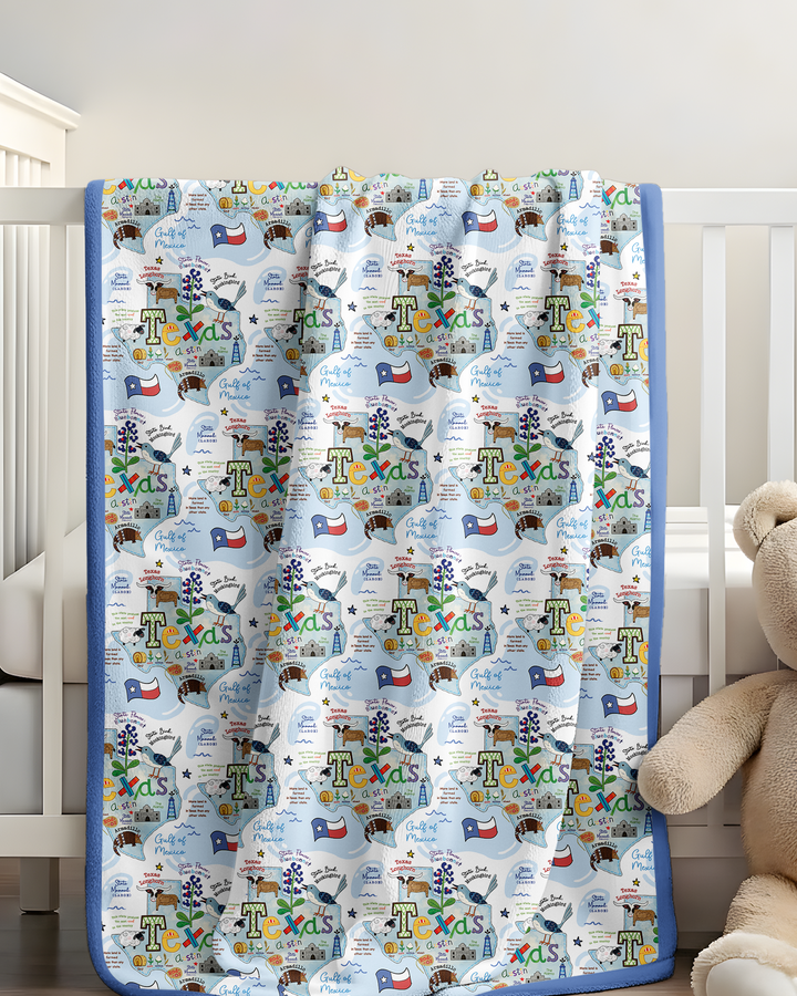 Texas Map Family Matching Bamboo Blanket