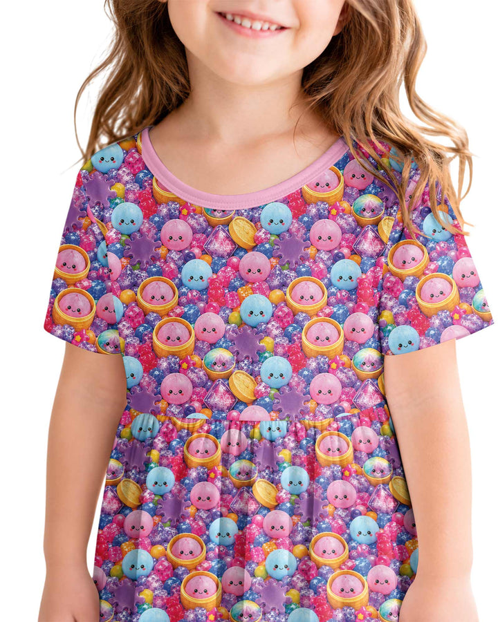 Rainbow Glitter Dumplings Bamboo Twirl Dress