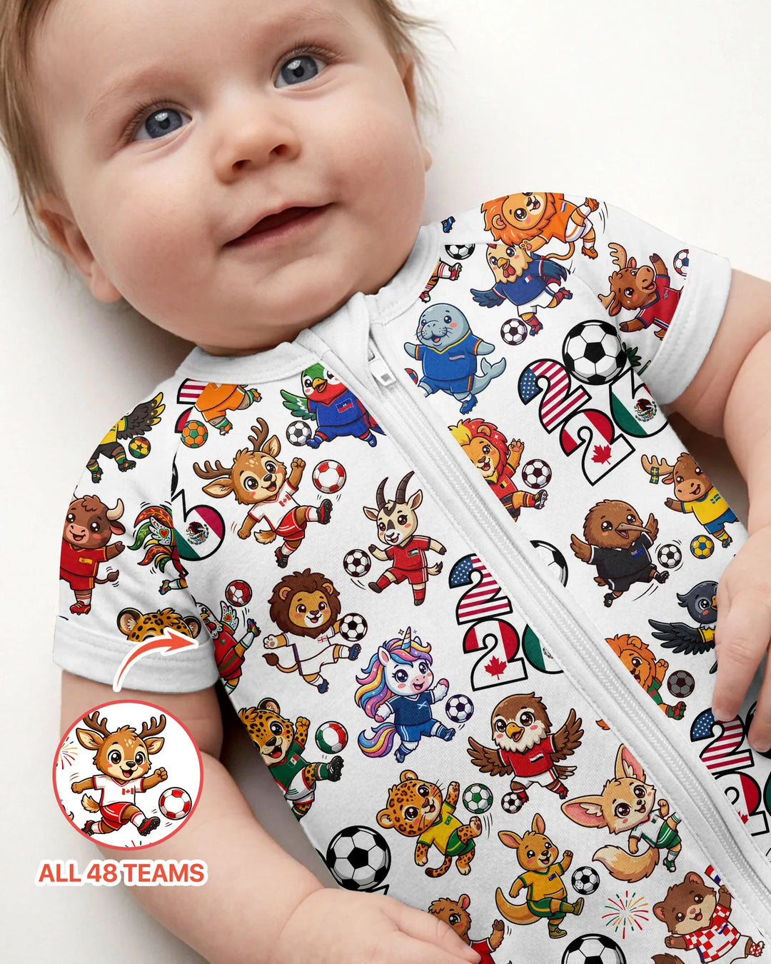 Kawaii Animals Soccer Tour 2026 Family Matching Bamboo Shorty Zippy