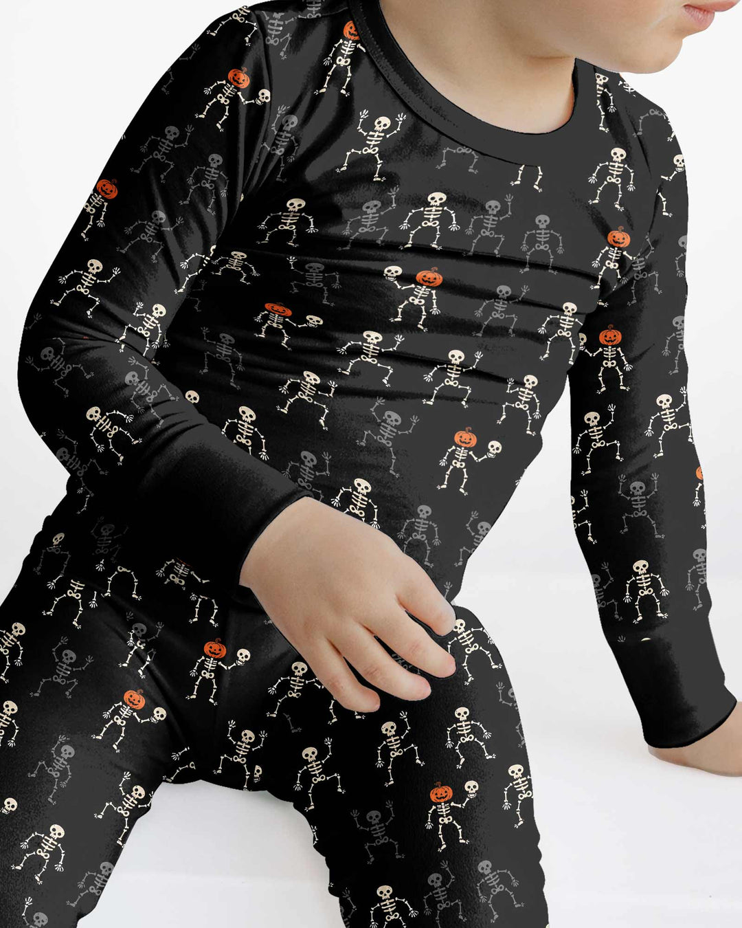 Halloween Dancing Skeleton Bamboo Two Piece Long Sleeve Pajama Set