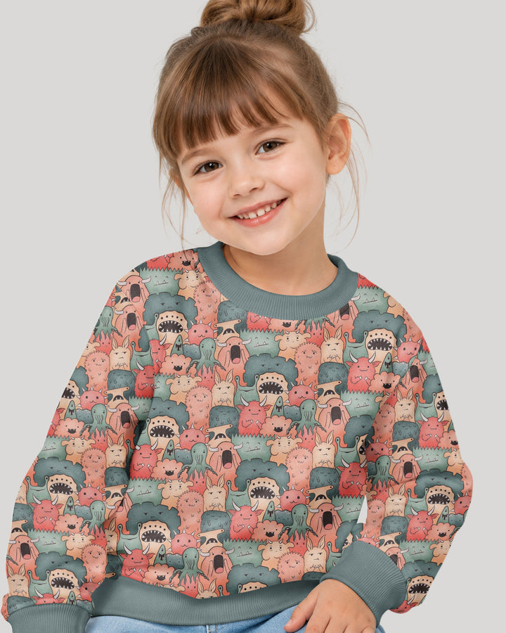 Cute Monster Crowd Bamboo Crewneck Sweatshirt