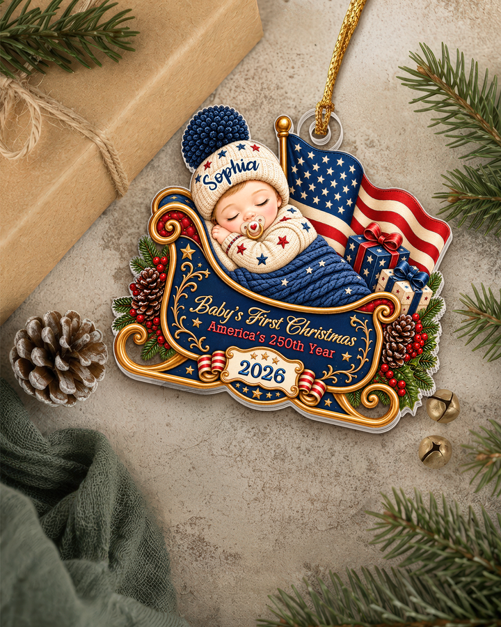 Personalized First Christmas 250th Anniversary Acrylic Ornament 2026