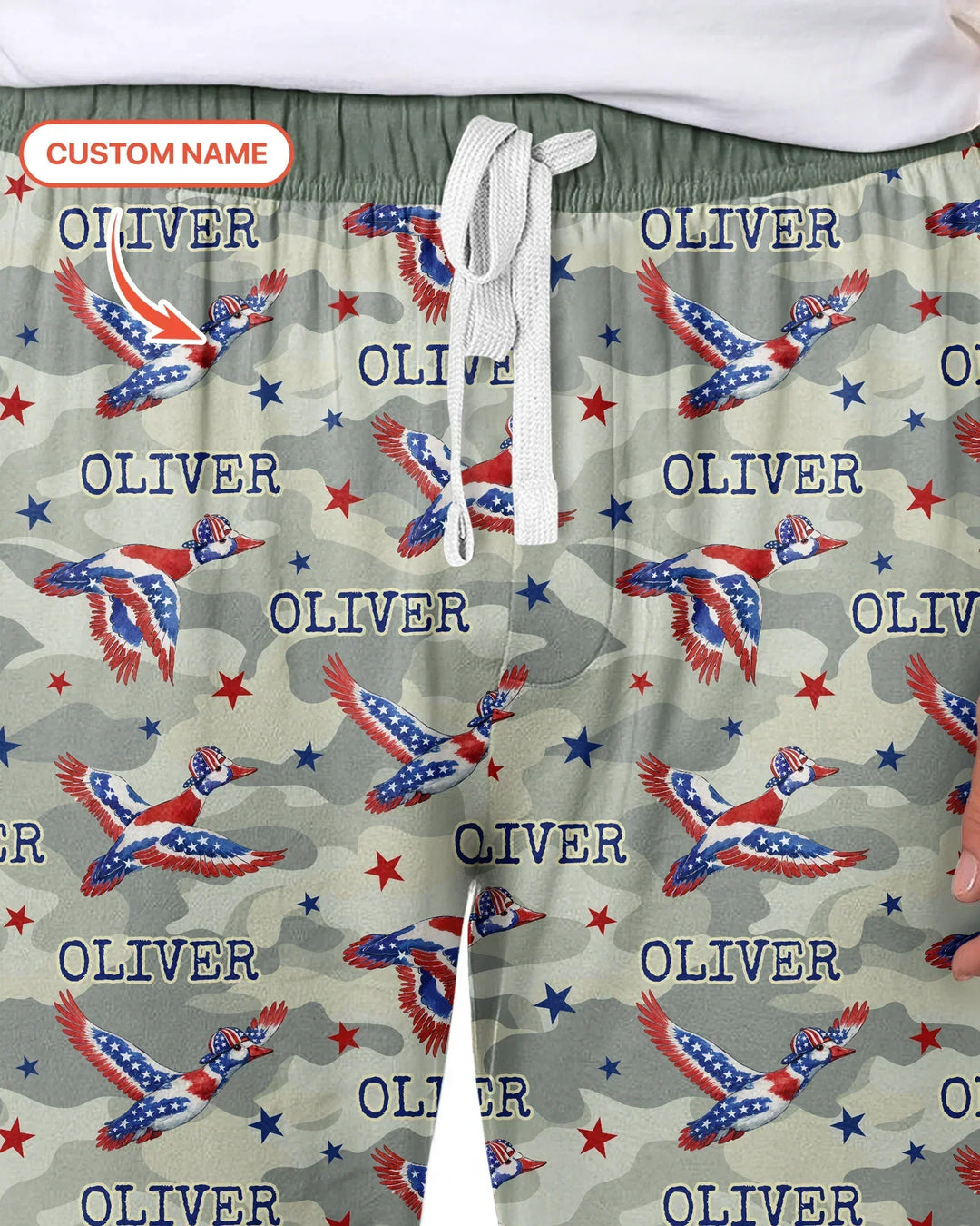 Custom Name America Mallard Duck Family Matching Bamboo Men's Pajama Set