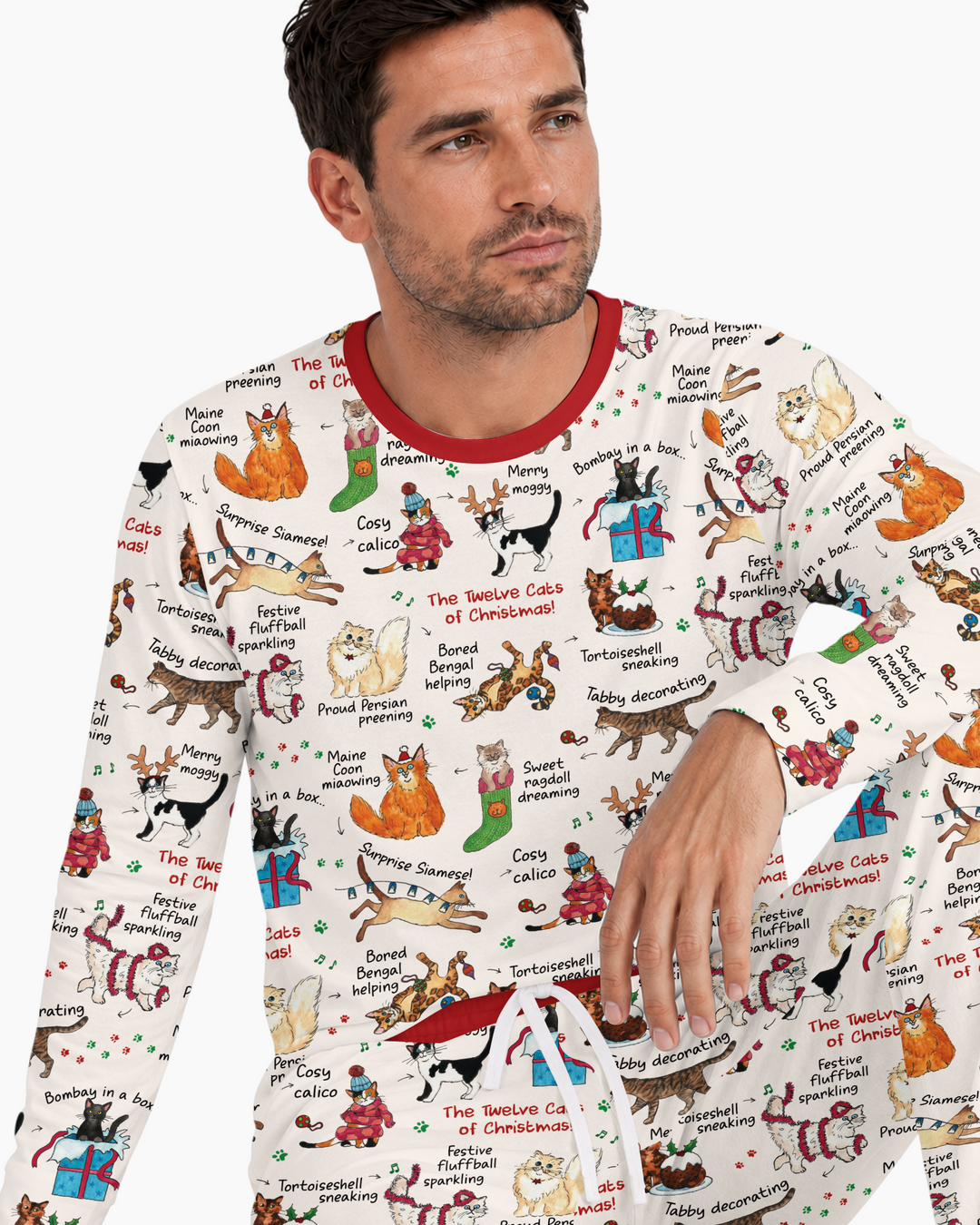 The 12 Cats of Christmas Bamboo Men's Pajama Set