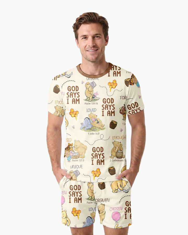God Says I Am – Little Blessings Bamboo Men Short Sleeve Short Pajama Set