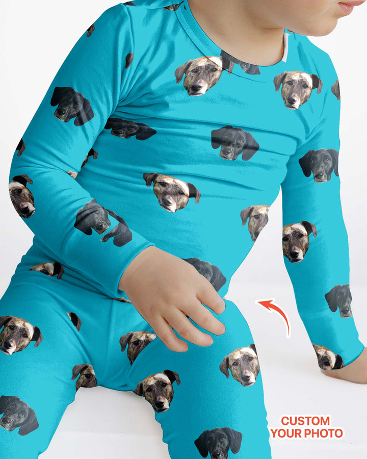 Custom Pet Face Photo Bamboo Two Piece Long Sleeve Pyjamas Set