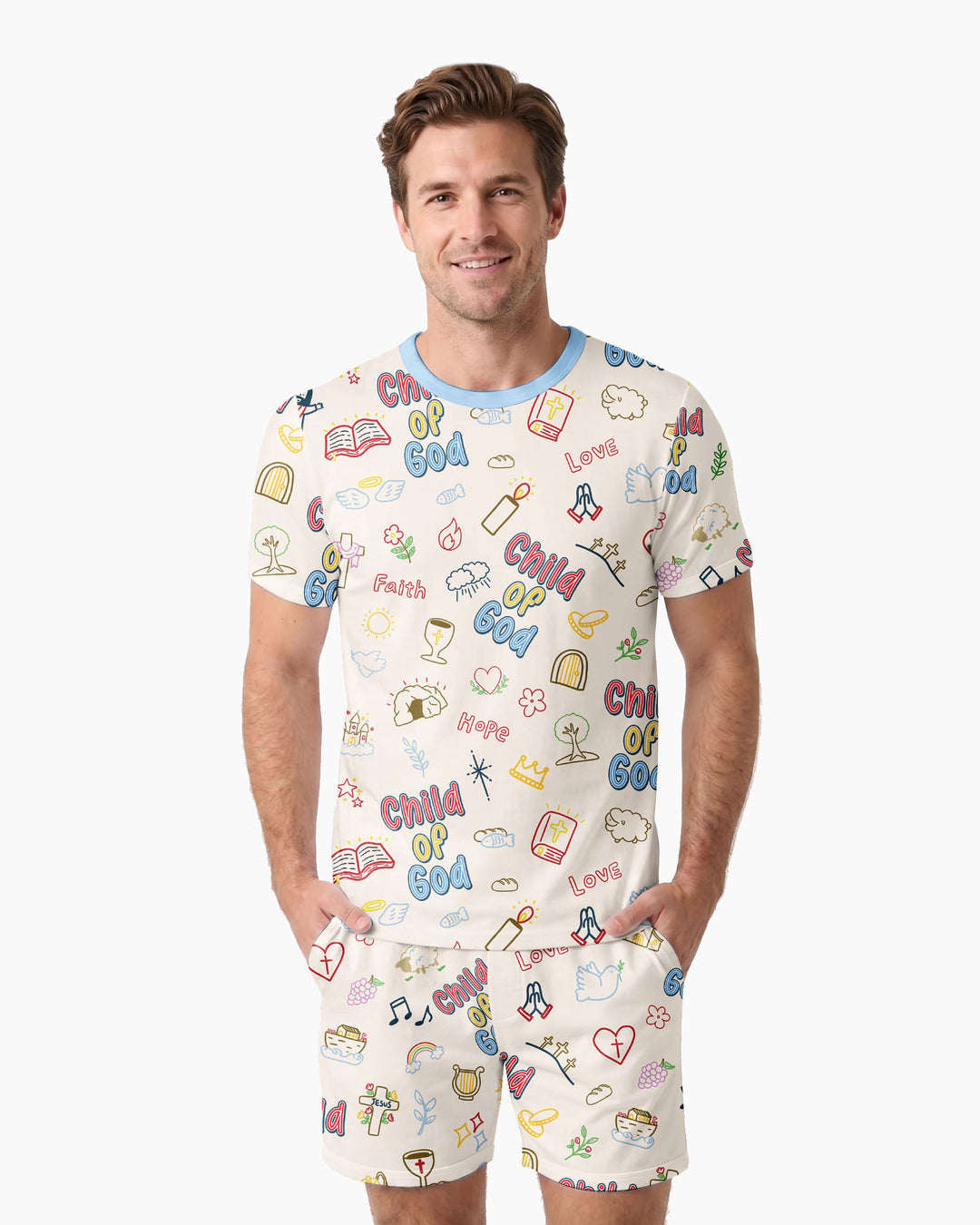 A Child Of God Family Matching Bamboo Men Short Sleeve Short Pajama Set