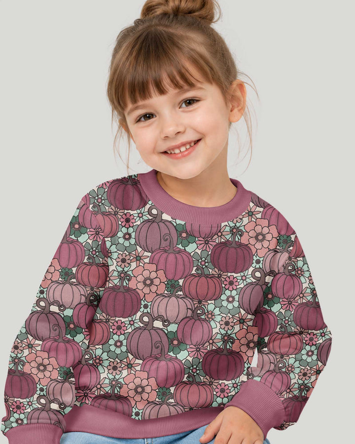 Retro Floral Pumpkin Patch Bamboo Crewneck Sweatshirt