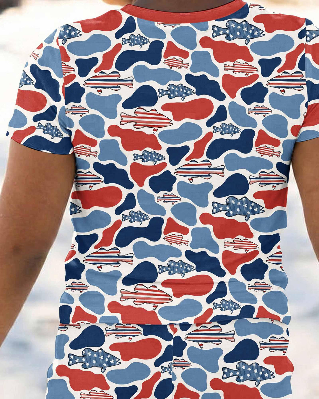 Reel America Daddy & Me Matching Bamboo Two Piece Short Sleeve Pajama Set