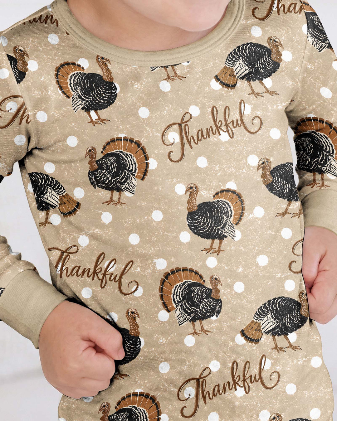 Turkey Thankful Bamboo Two Piece Long Sleeve Pajama Set