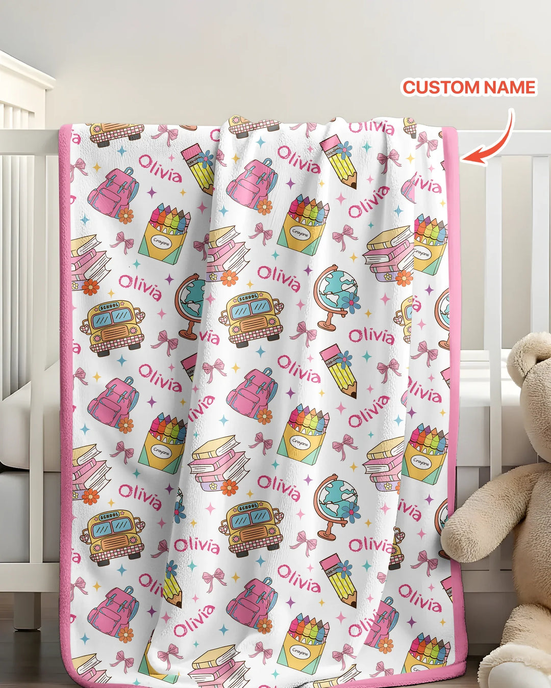 Custom Name Back To School Bamboo Blanket