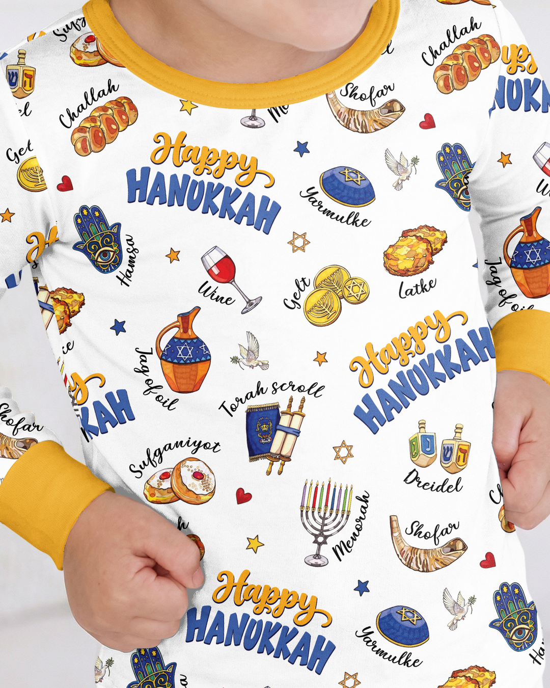 Tis The Season Hanukkah Bamboo Two Piece Long Sleeve Pajama Set