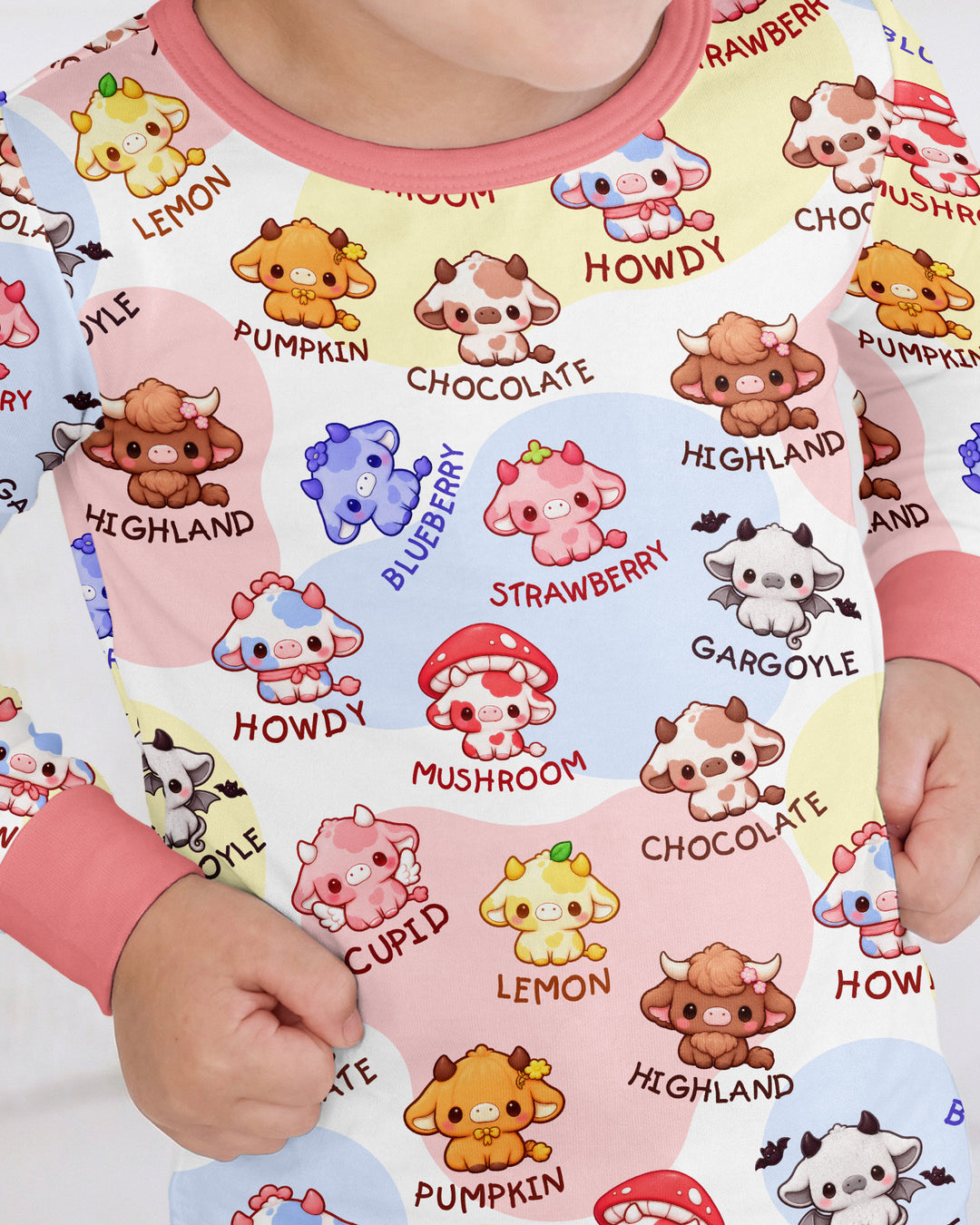 Kawaii Cow Bamboo Two Piece Long Sleeve Pajama Set