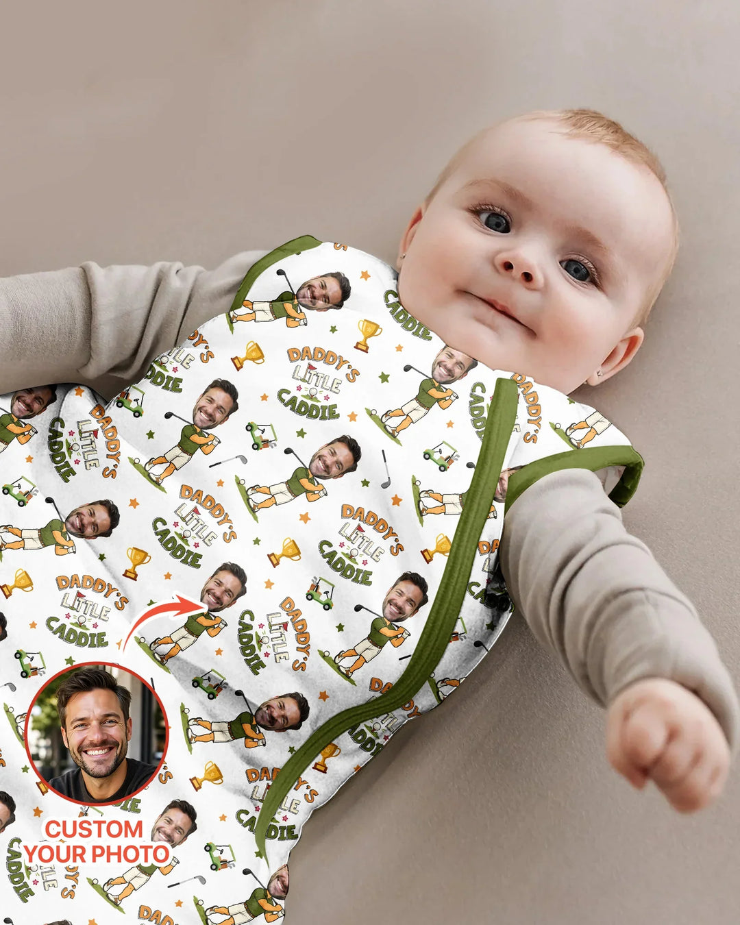 Custom Photo Daddy's Little Caddie Daddy & Me Matching Bamboo Sleep Bag