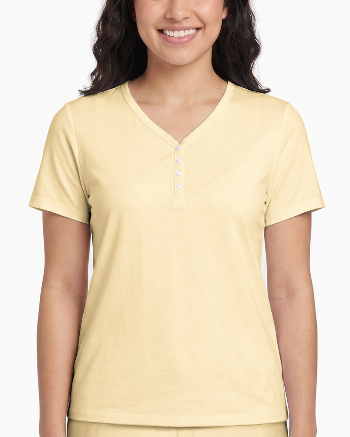 Solid Color Bamboo Women Short Sleeve Short Pajama Set
