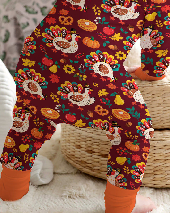 Festive Turkey Fall Harvest Bamboo Convertible Zippy