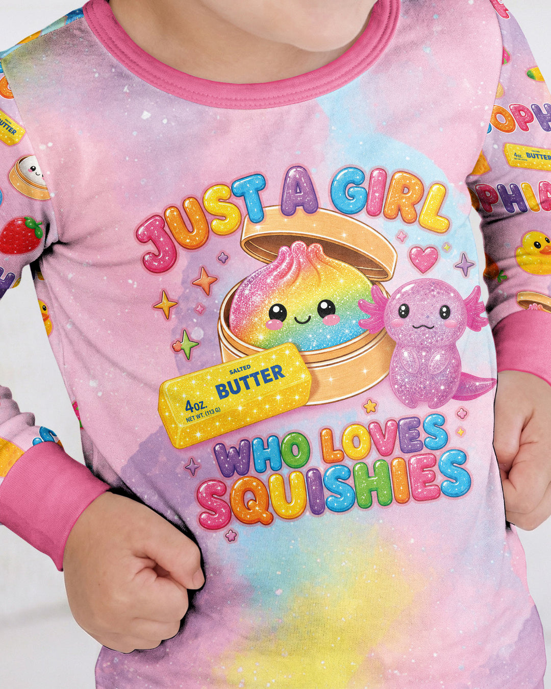 Just A Girl Who Loves Squishy Custom Name Bamboo Two Piece Long Sleeve Pajama Set