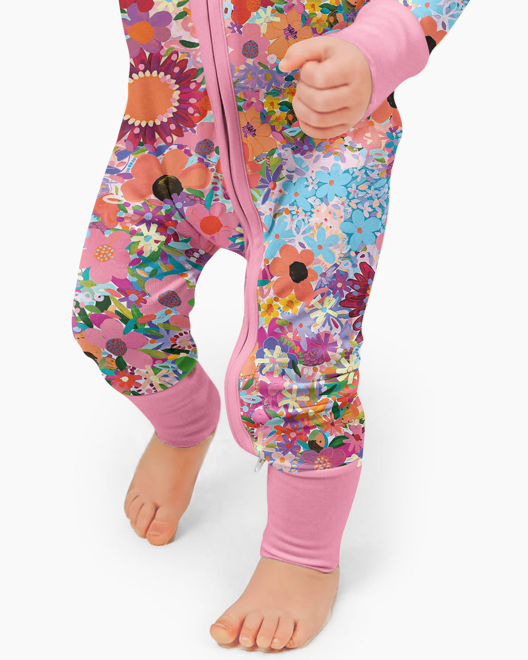Rainbow Blooms Bamboo Convertible Zippered Romper