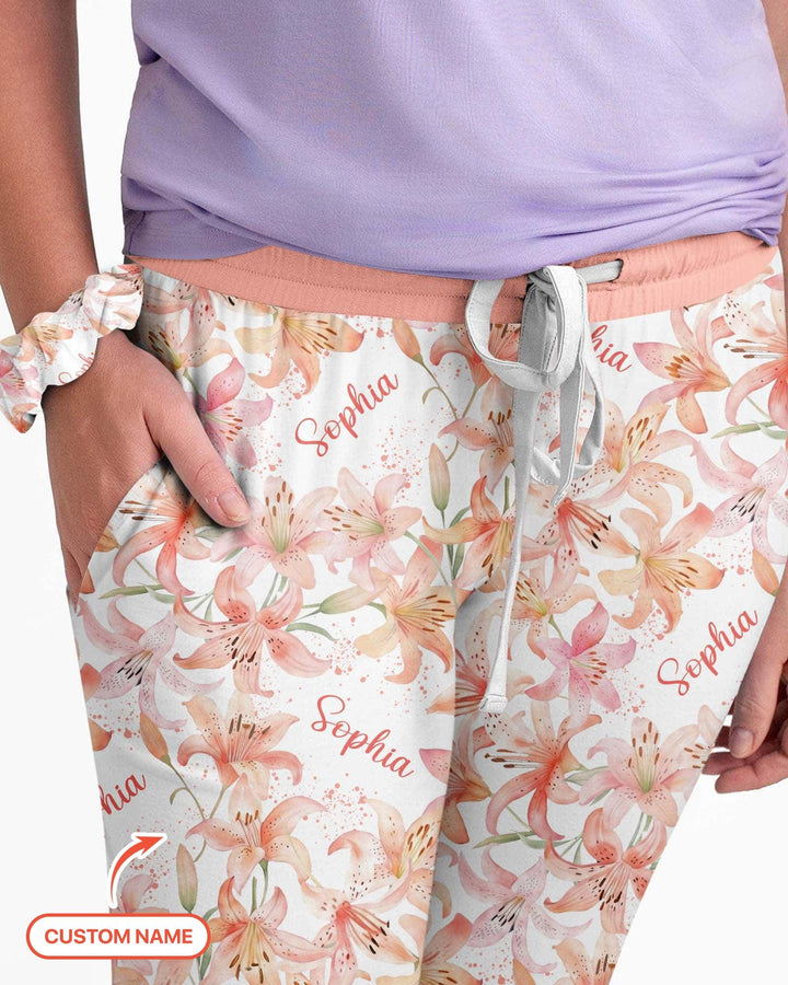 Custom Name Birth Month Flowers Bamboo Women Pajama Set