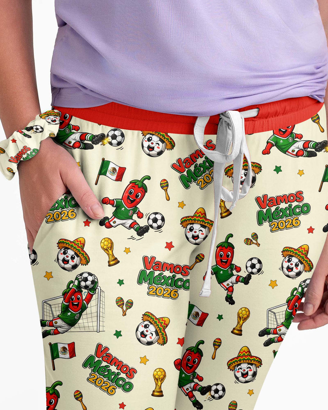 Cartoon World Soccer Vamos Mexico Family Matching Bamboo Women Pajama Set