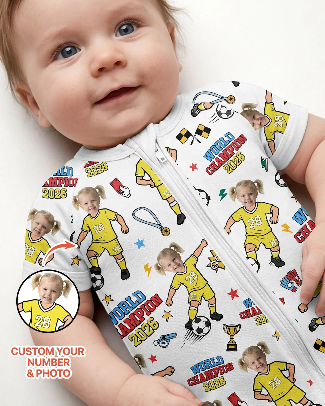 Custom Photo World Champion 2026 Family Matching Bamboo Shorty Zippy