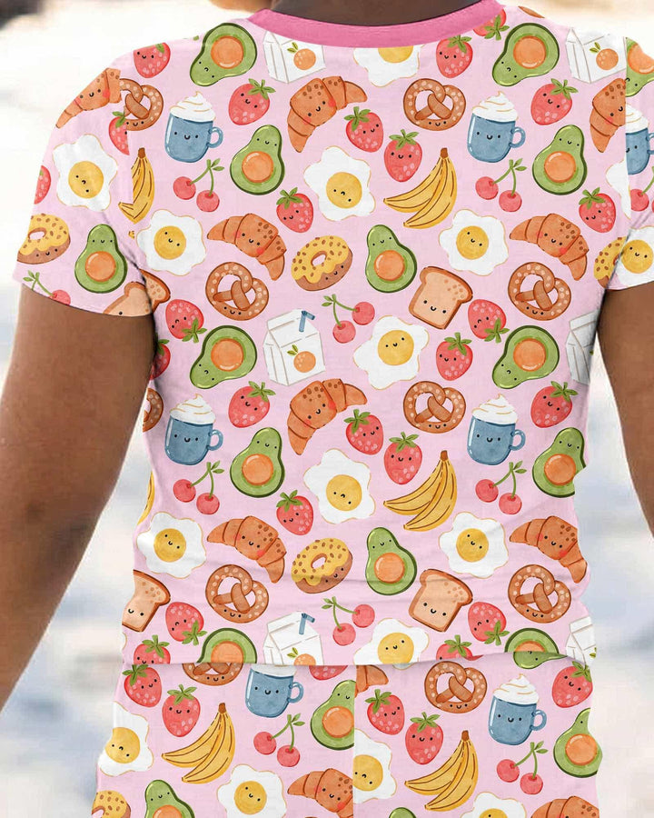 Breakfast Buddies Family Matching Bamboo Two Piece Short Sleeve Pajama Set