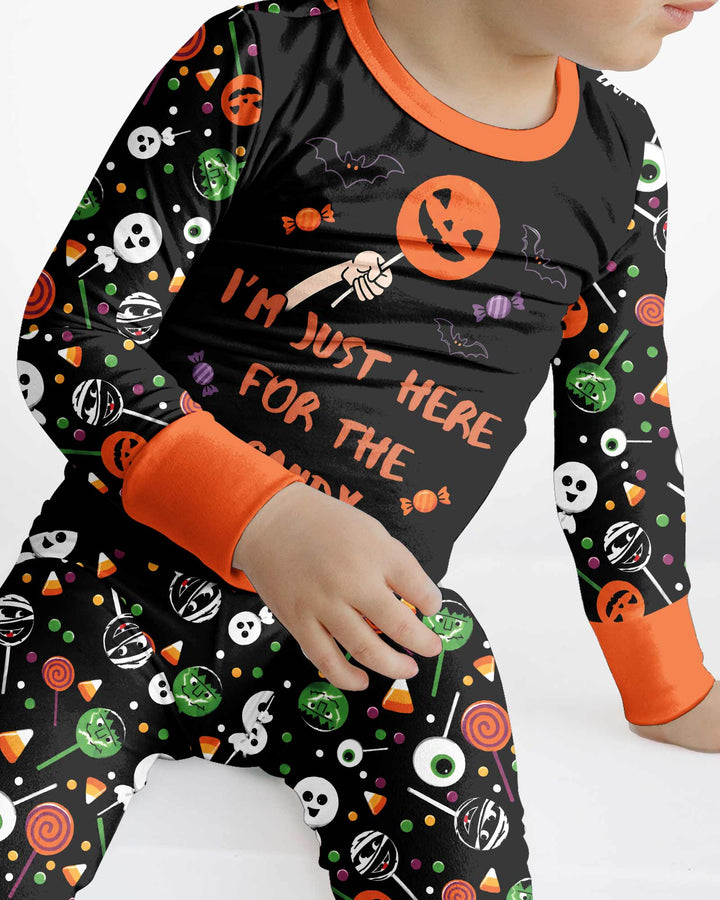 Halloween Lolipop I'm Just Here For The Candy Bamboo Two Piece Long Sleeve Pajama Set