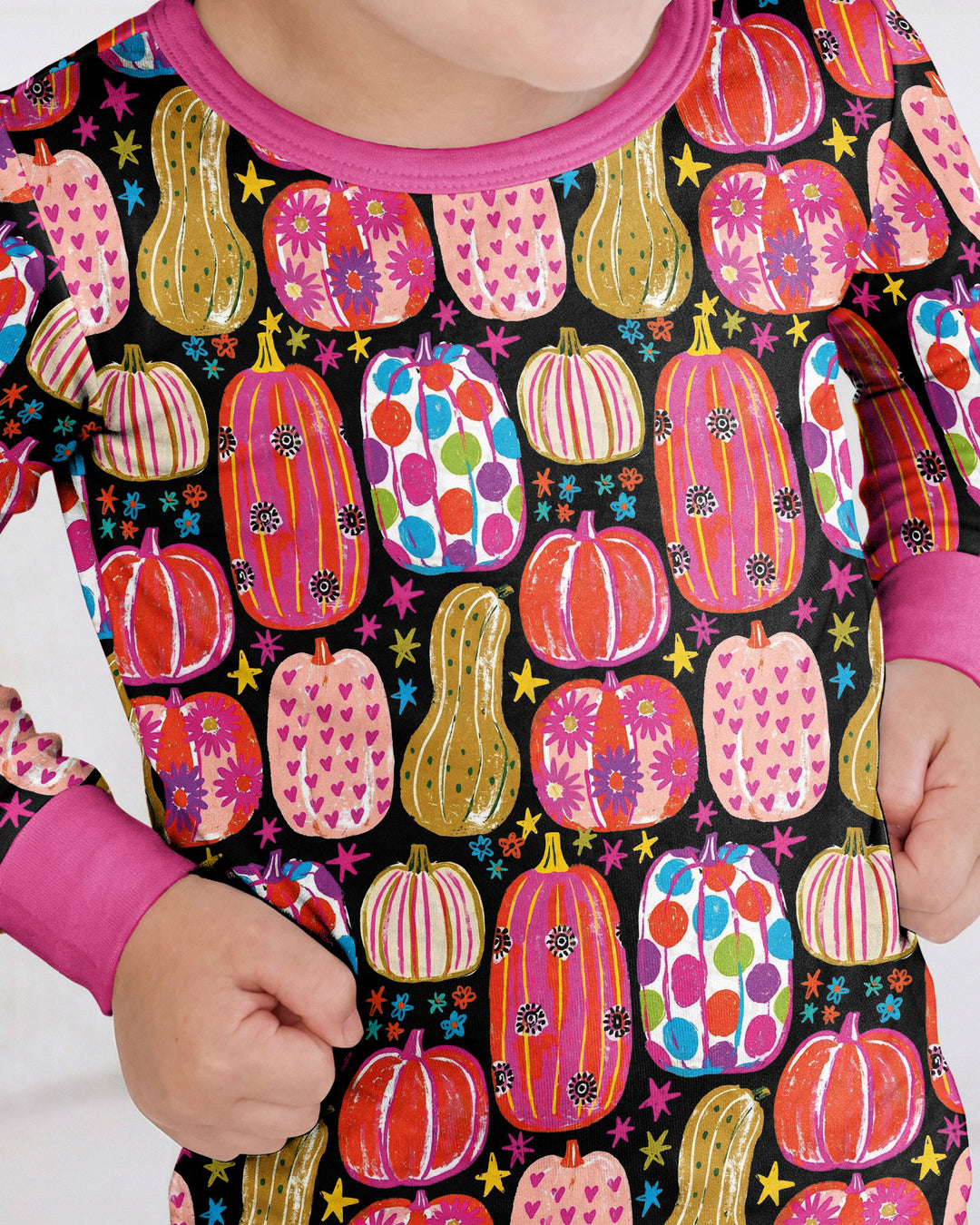 Funky Fall Pumpkins Bamboo Two Piece Long Sleeve Pajama Set