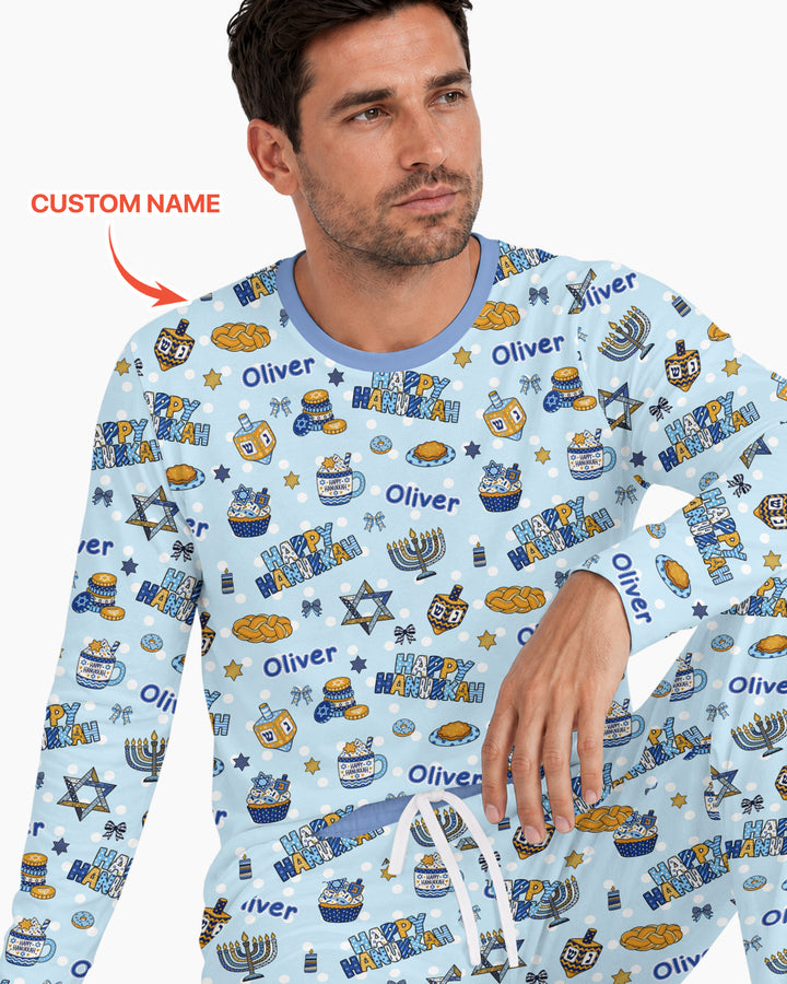 Custom Name Jewish Holiday Bamboo Men's Pajama Set