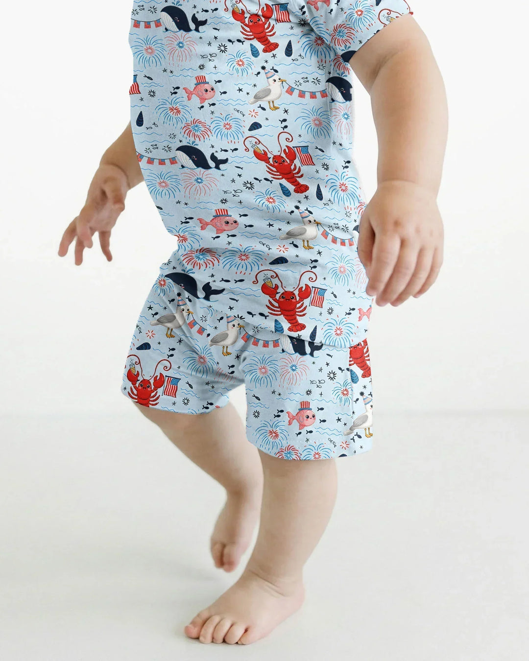 Celebrate 4th of July Family Matching Bamboo Two Piece Short Sleeve Shorts Pajama Set