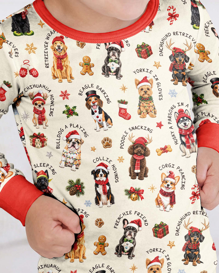 The 12 Dogs Of Christmas Bamboo Two Piece Long Sleeve Pajama Set