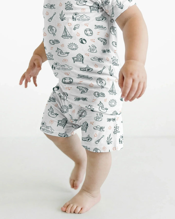 Lake Vibe Bamboo Two Piece Short Sleeve Shorts Pajama Set