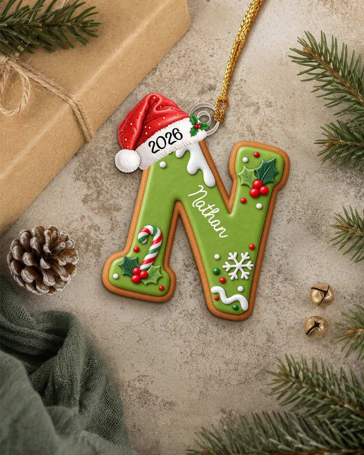 Personalized Gingerbread Letter Acrylic Ornament