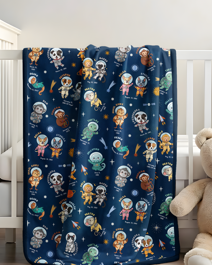 Animal Astronauts Bamboo Blanket