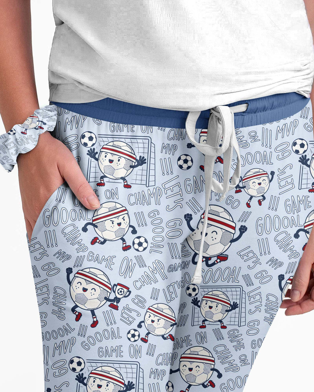 Happy Soccer Ball Family MatchingBamboo Women Pajama Set