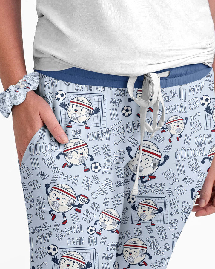 Happy Soccer Ball Family MatchingBamboo Women Pajama Set