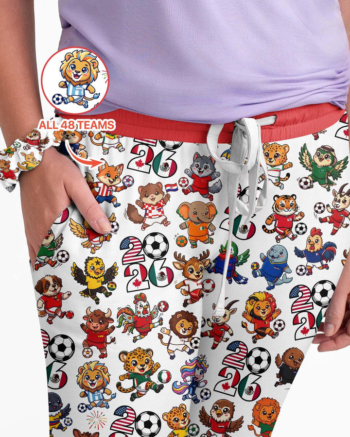 Kawaii Animals Soccer Tour 2026 Family Matching Bamboo Women Pajama Set
